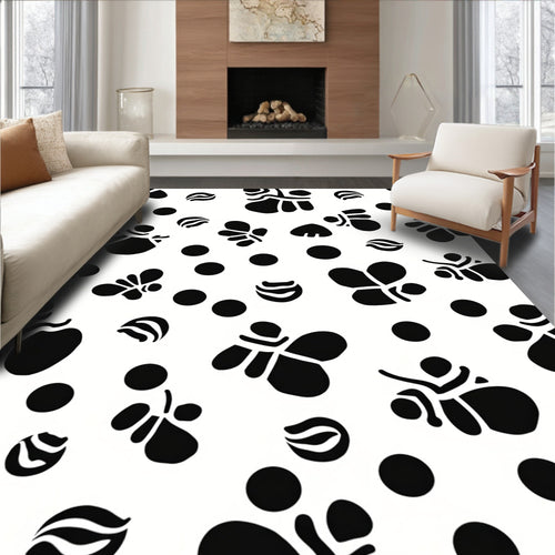 Black And White Abstract Life Forms Rug