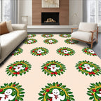 Festive Snowman Wreath Circle Repeats Rug