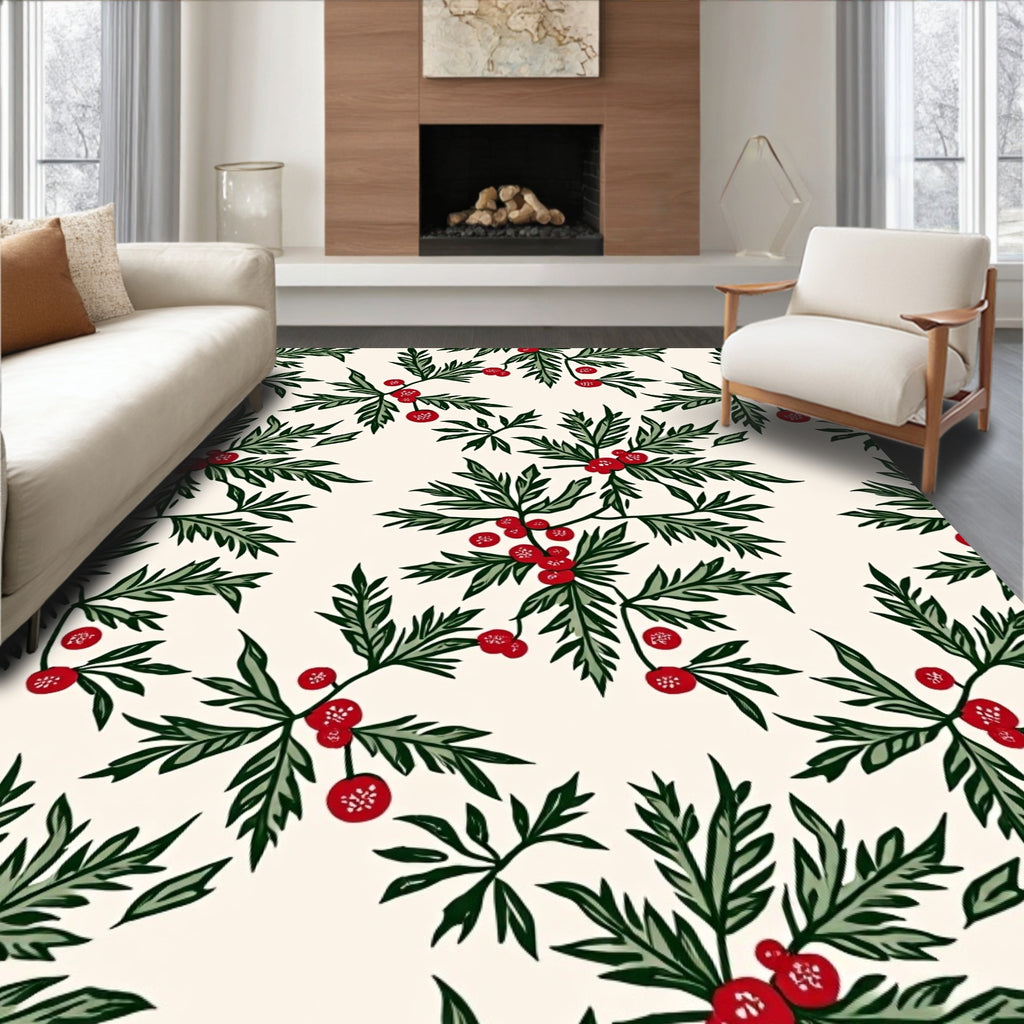 Crimson Berry Sprig Foliage Rug