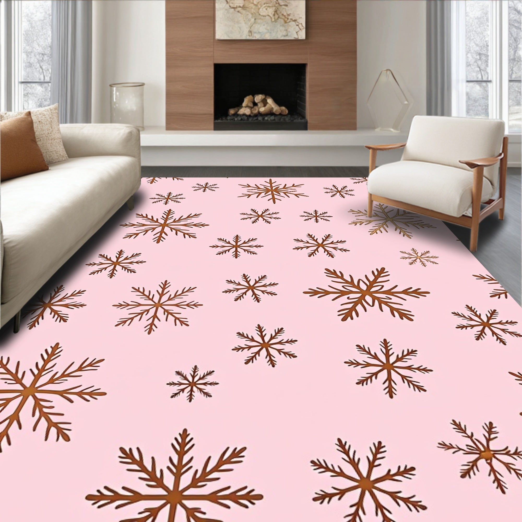 Pink Snowflake Cascade Rug