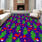 Vibrant Green Red Fruit Foliage Rug
