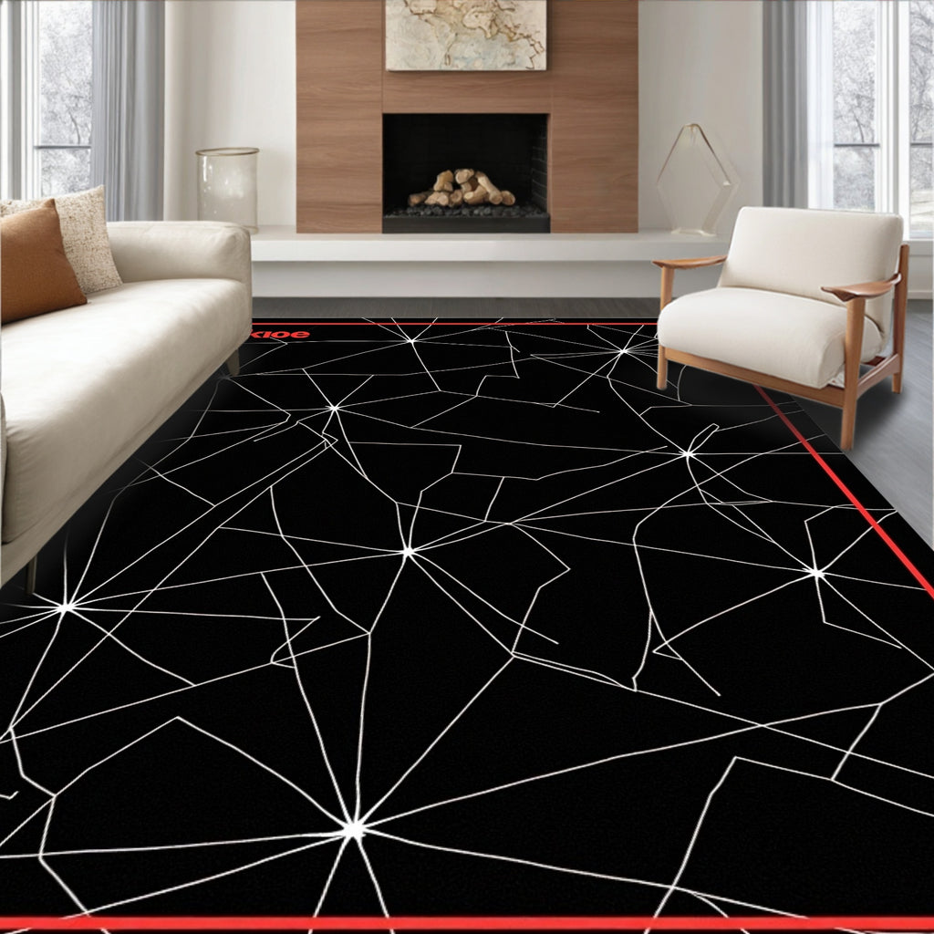 Abstract Black White Web Rug