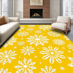 Golden Yellow White Snowflake Medley Rug