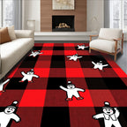 Red Black Gingham Figure Scatter Rug