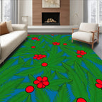 Green Tropical Feathery Bloom Rug
