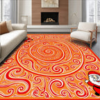 Whimsical Orange Santa Swirls Rug