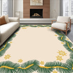 Green Pine Garland Gold Star Border Rug