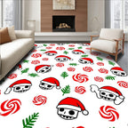 Festive Red Skulls Peppermint Sprigs Rug