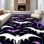 Whimsical Purple White Bat Swarm Rug