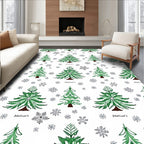 Green Pine Tree Snowflakes Repeat Rug