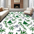 Green Evergreen Stars and Blooms Rug