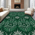 Emerald Green Floral Laurel Wreath Rug