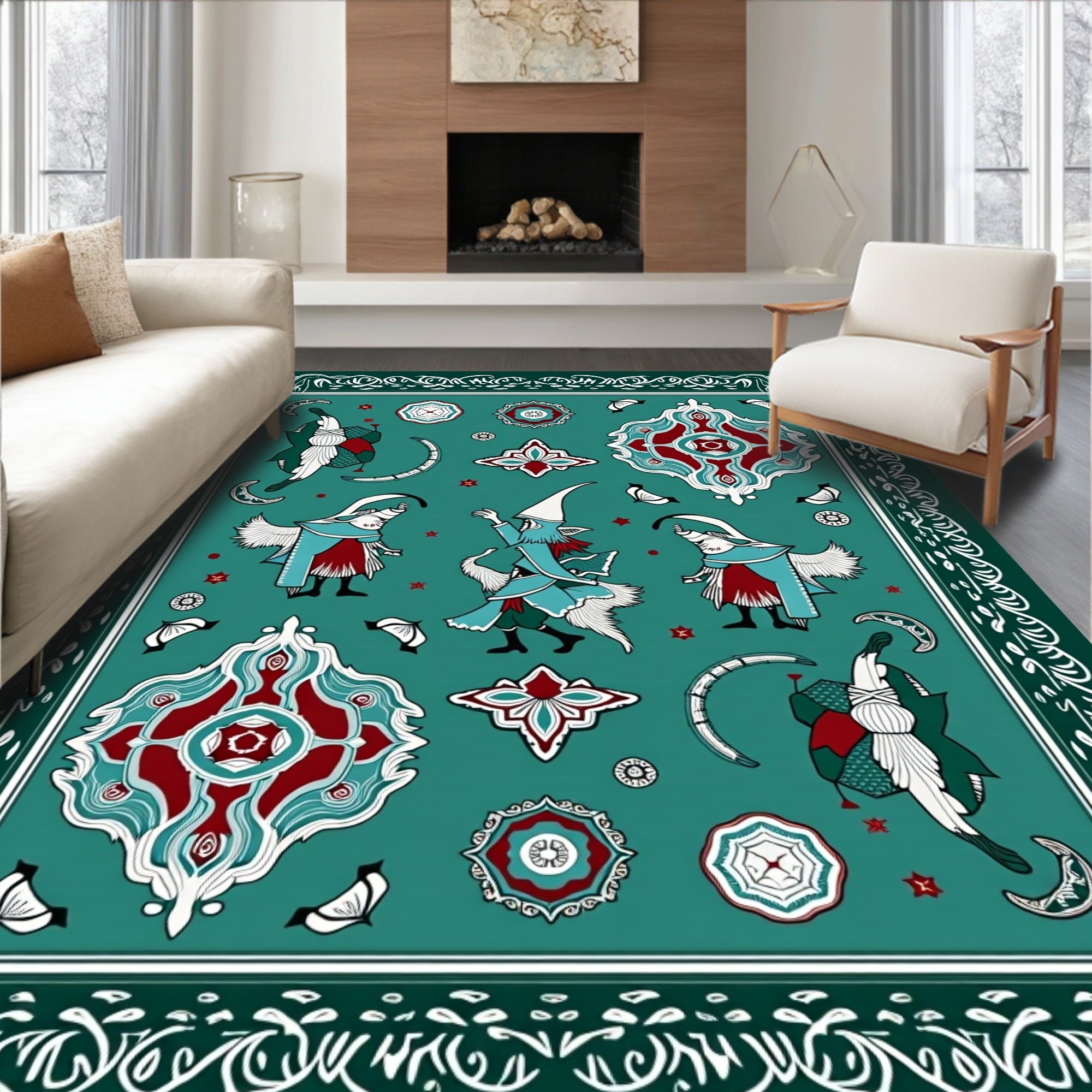 Enchanted Forest Bird Tribe Medallion Rug
