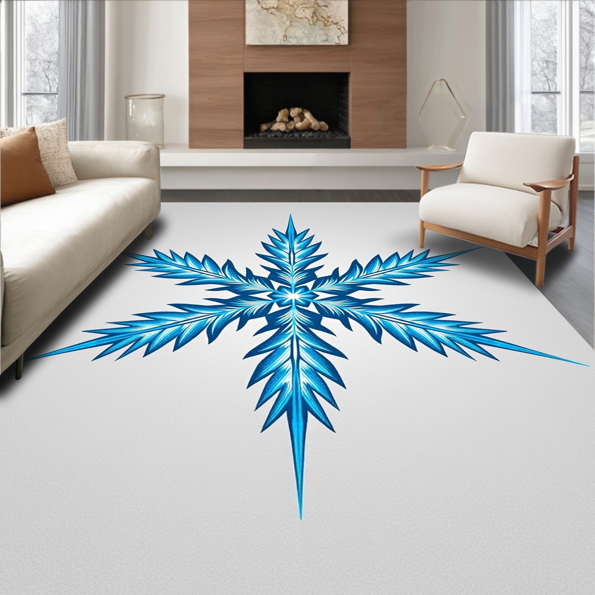 Arctic Blue Iridescent Starburst Rug