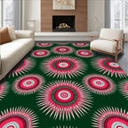 Radiant Crimson Sunburst Medallion Rug