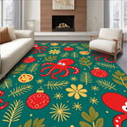 Red Octopus Christmas Ornament Foliage Rug