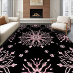 Pink Snowflake Mandala Burst Rug