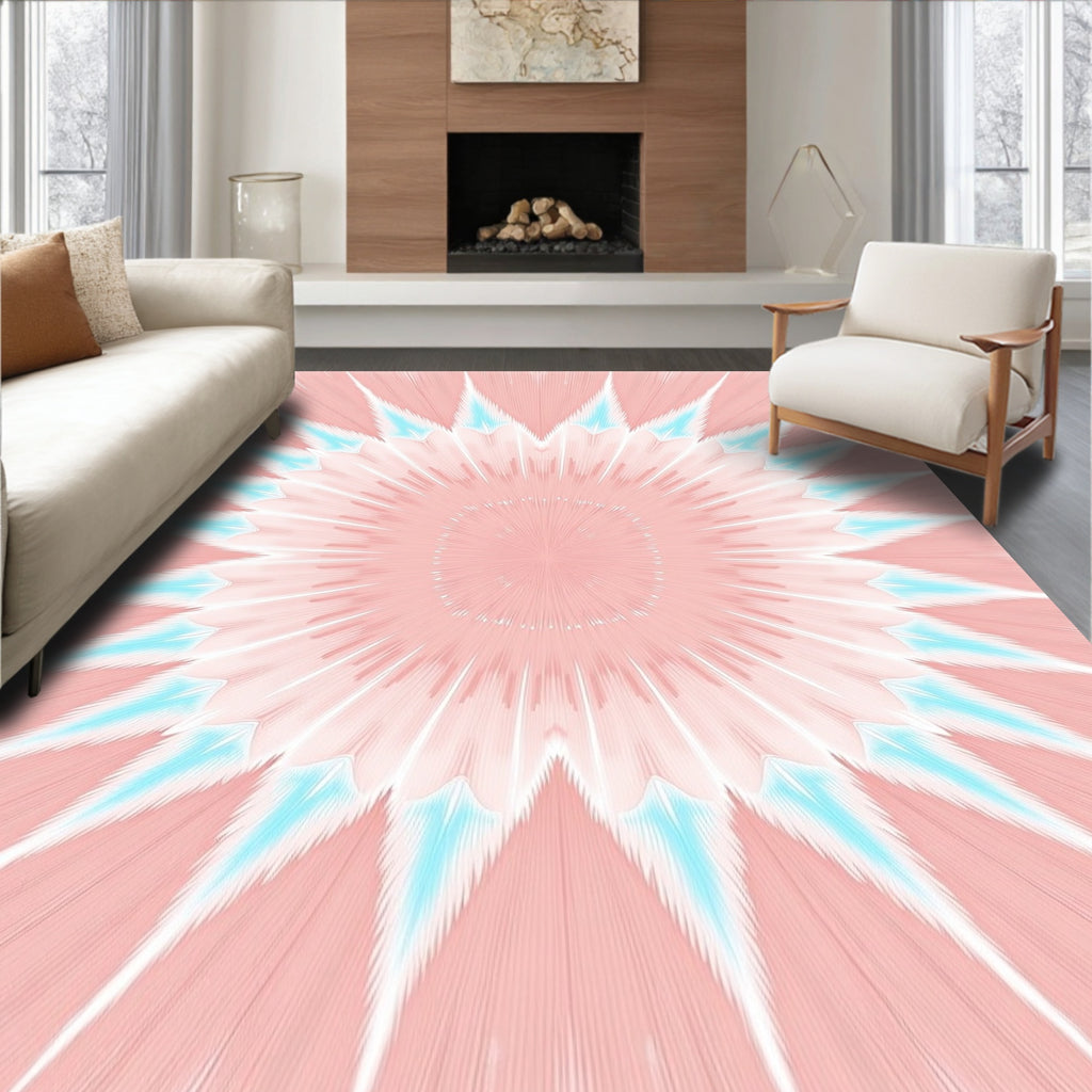 Blush Teal Starburst Sunburst Rug