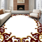 Crimson Gold Floral Scroll Border Rug