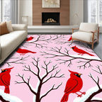 Crimson Cardinals Winter Snow Branches Rug