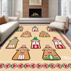 Whimsical Gingerbread Houses Bordered Rug