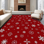 Red White Cold Winter Flakes Rug