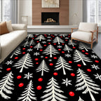 Black White Pine Snowflakes Berry Rug