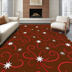 Brown Red Swirl Starburst Textile Rug