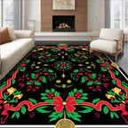 Festive Red Green Holly Berries Rug