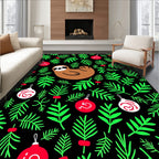 Cute Sloth and Red Ornaments Garden Rug