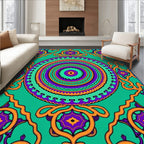 Vibrant Emerald Mandala Statement Art Rug