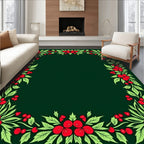 Red Leaf Berry Garland Border Rug