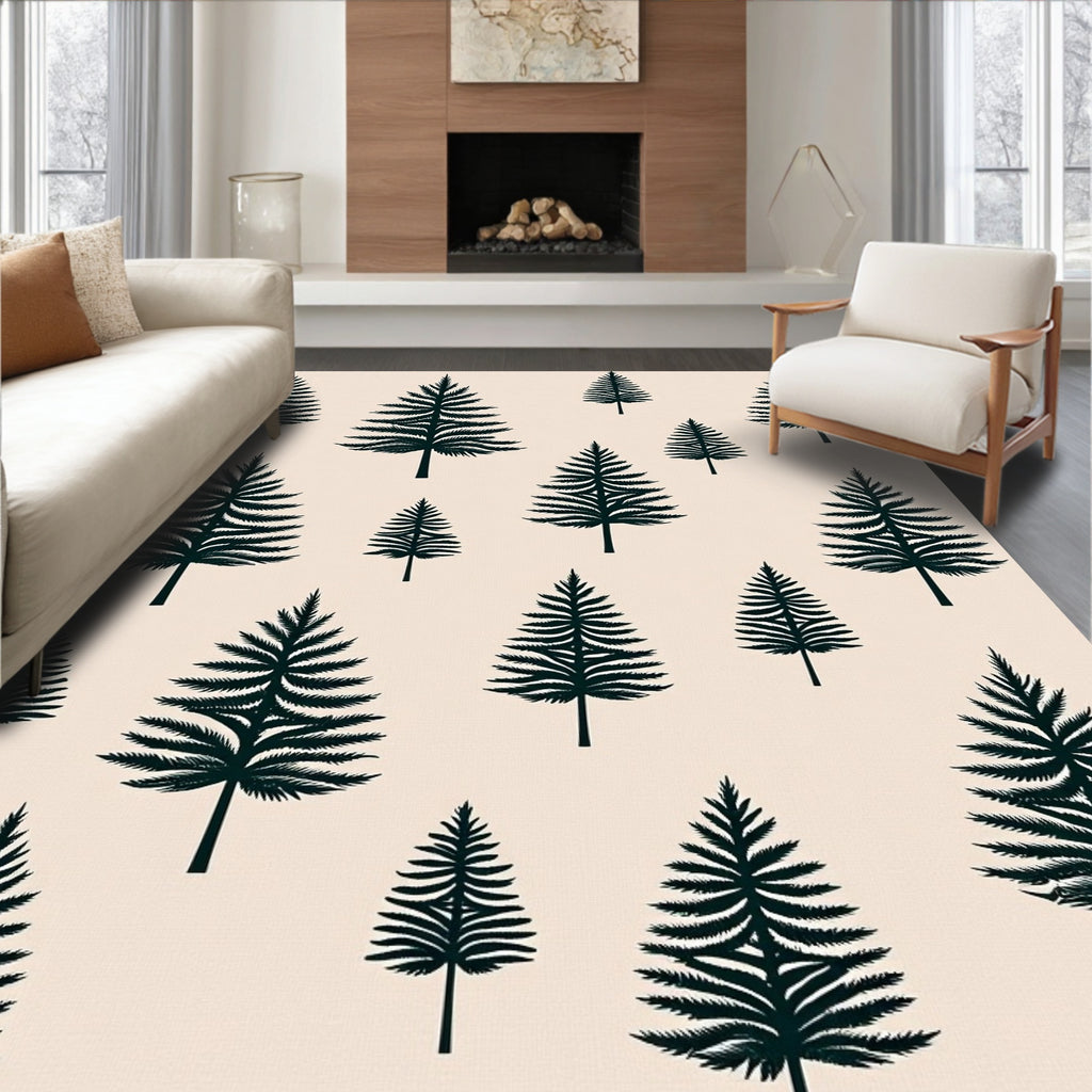 Dark Green Pine Forest Scattered Rug