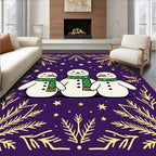 Festive Purple Snowman Star Garland Rug