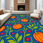 Bold Orange Pumpkin Vine Motif Rug
