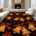 Golden Bells Red Ribbon Snowflake Rug