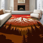 Crimson Sunset Mountain Pine Forest Rug