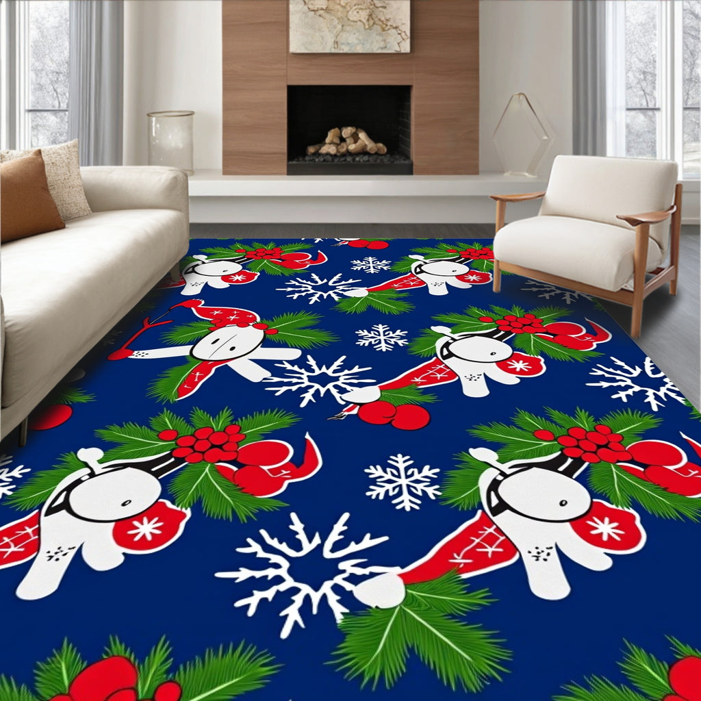 Christmas Characters With Snowy Berries Rug