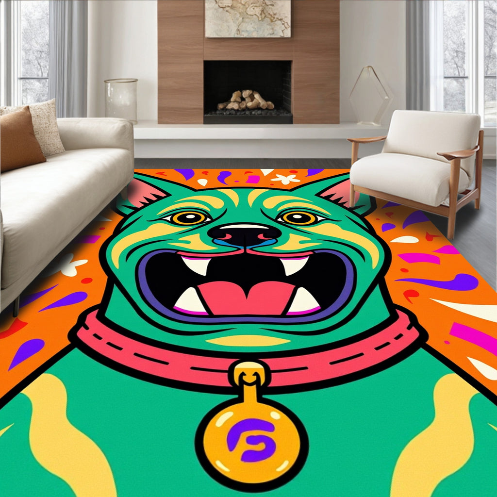 Vibrant Emerald Dog Confetti Whimsy Rug