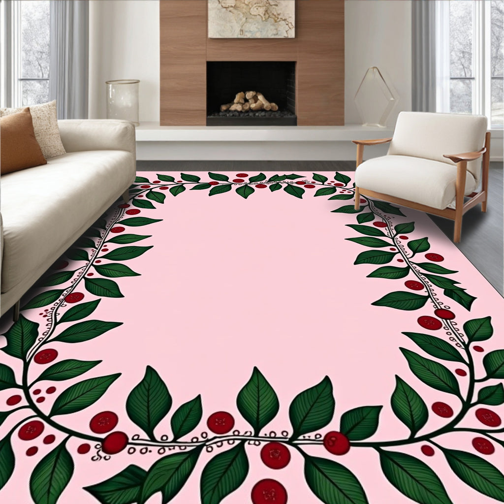 Evergreen Berry Vine Border Rug