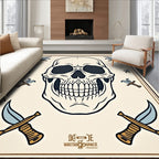 Nautical Skull Dagger Cream Rug