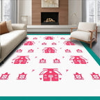 Pink Scandinavian House Repeat Rug