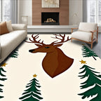 Rustic Brown Deer Forest Stars Rug