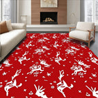 Red Reindeer Stars Repeating Pattern Rug