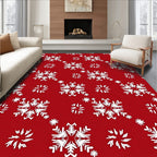 Red White Snowflake Holiday Repeat Rug