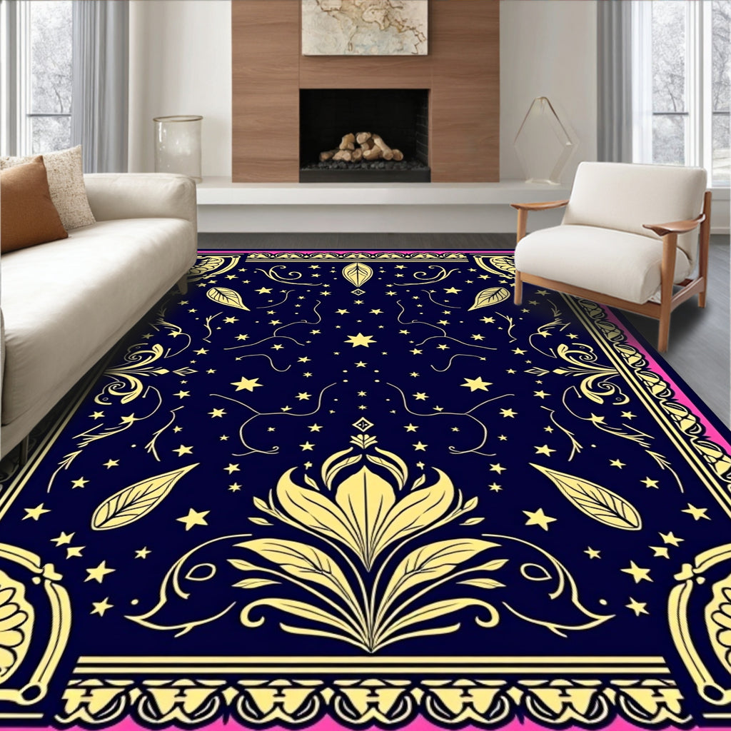 Celestial Navy Starry Garden Rug