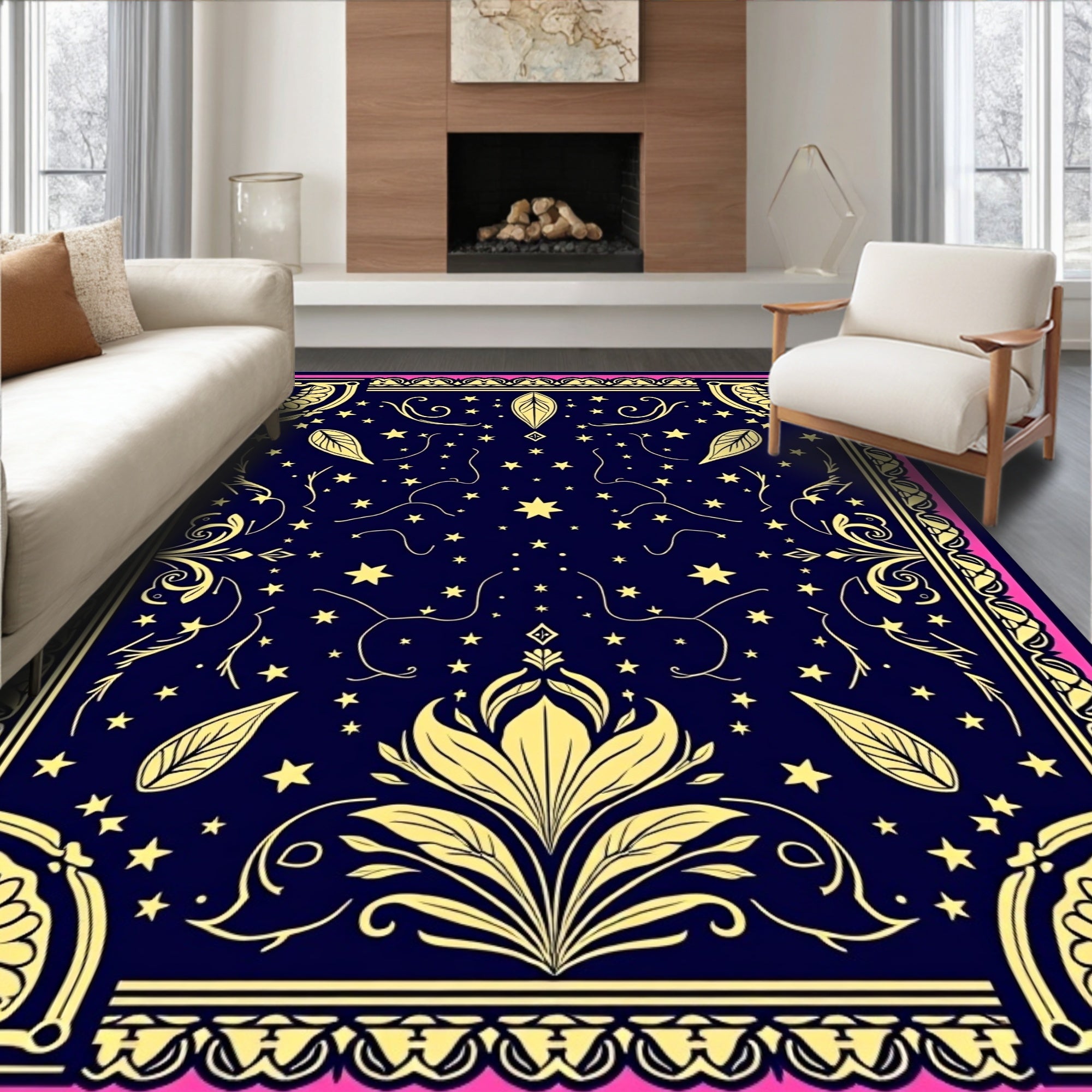 Celestial Navy Starry Garden Rug