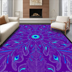 Vibrant Purple Peacock Feather Mandala Rug