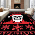 Crimson Skull With Snowflake Border Rug