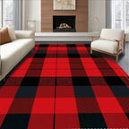 Classic Red Black Buffalo Check Plaid Rug